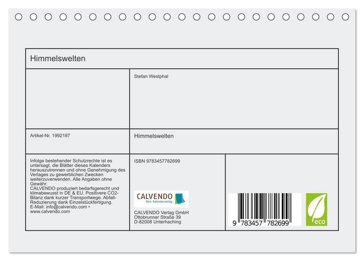 Produktbild: Himmelswelten (Tischkalender 2026 DIN A5 quer), CALVENDO Monatskalender