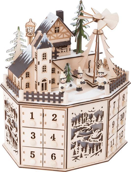 Produktbild: Small foot 10997 - Adventskalender Pyramide mit Beleuchtung, Holz, H&ouml;he 27cm
