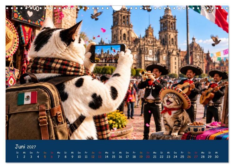 Produktbild: Eine Katze reist um die Welt (Wandkalender 2027 DIN A3 quer), CALVENDO Monatskalender