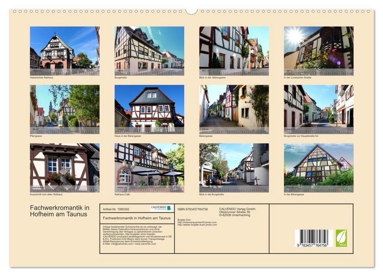 Produktbild: Fachwerkromantik in Hofheim am Taunus (hochwertiger Premium Wandkalender 2026 DIN A2 quer), Kunstdruck in Hochglanz