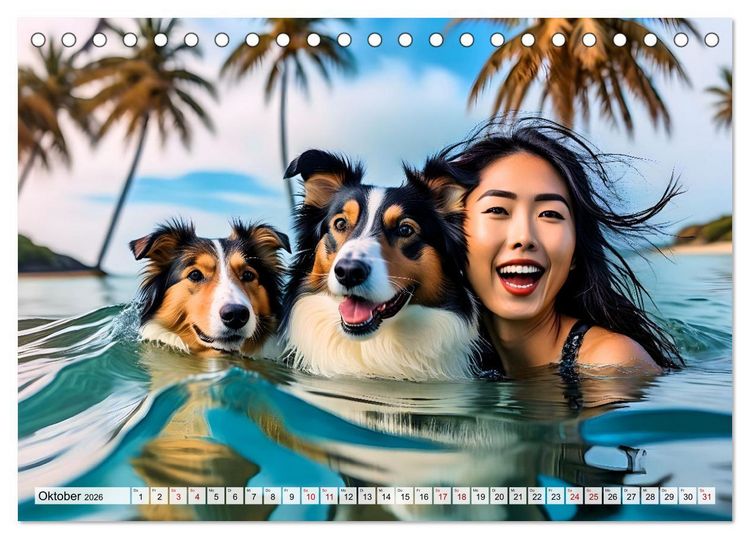 Produktbild: Bellen in den Wellen - Badespa&szlig; mit Hund (Tischkalender 2026 DIN A5 quer), CALVENDO Monatskalender