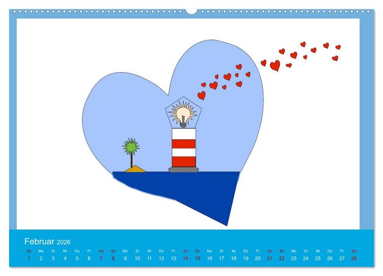 Produktbild: Leuchtturm im Meer (hochwertiger Premium Wandkalender 2026 DIN A2 quer), Kunstdruck in Hochglanz