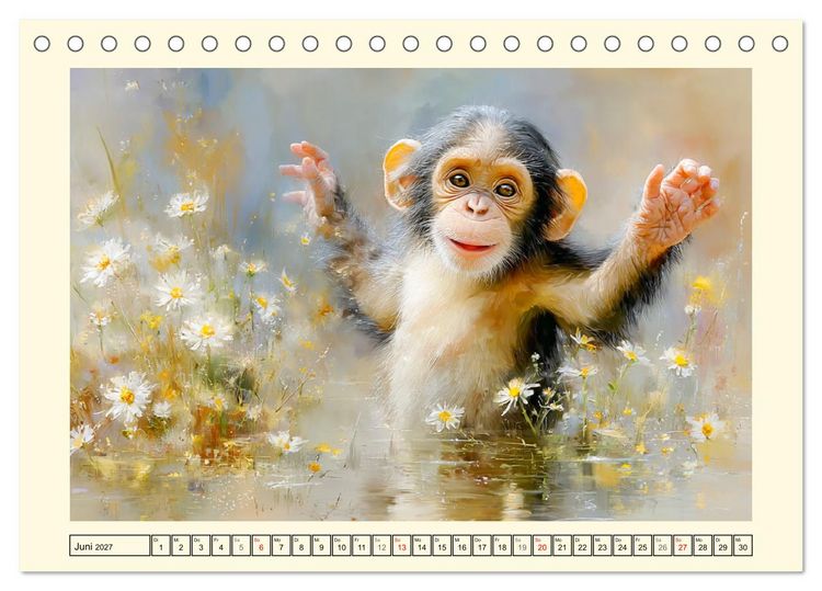 Produktbild: Schimpansen. Freude und Abenteuer im Dschungelreich (Tischkalender 2027 DIN A5 quer), CALVENDO Monatskalender