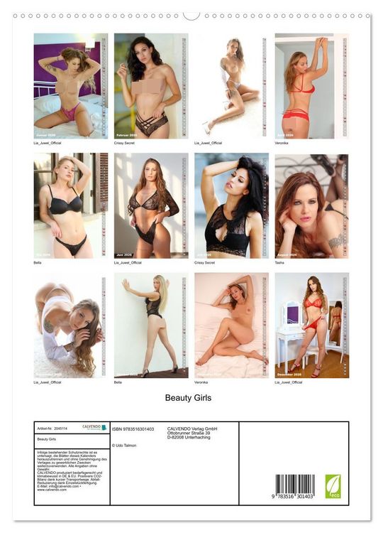 Produktbild: Beauty Girls (hochwertiger Premium Wandkalender 2026 DIN A2 hoch), Kunstdruck in Hochglanz