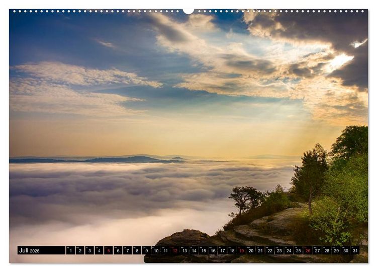 Produktbild: Nebelwelten S&auml;chsische Schweiz (hochwertiger Premium Wandkalender 2026 DIN A2 quer), Kunstdruck in Hochglanz