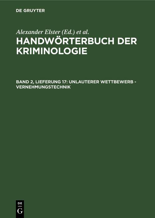Produktbild: Unlauterer Wettbewerb - Vernehmungstechnik
