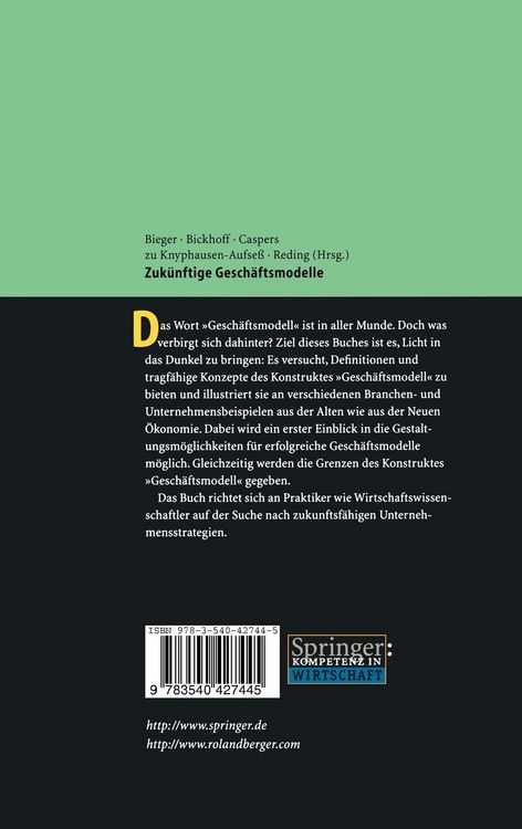 Produktbild: Zuk&uuml;nftige Gesch&auml;ftsmodelle