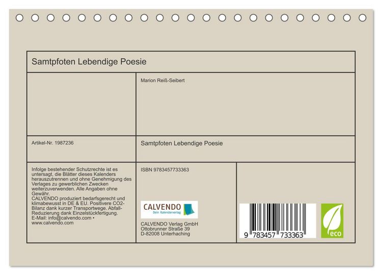 Produktbild: Samtpfoten Lebendige Poesie (Tischkalender 2026 DIN A5 quer), CALVENDO Monatskalender