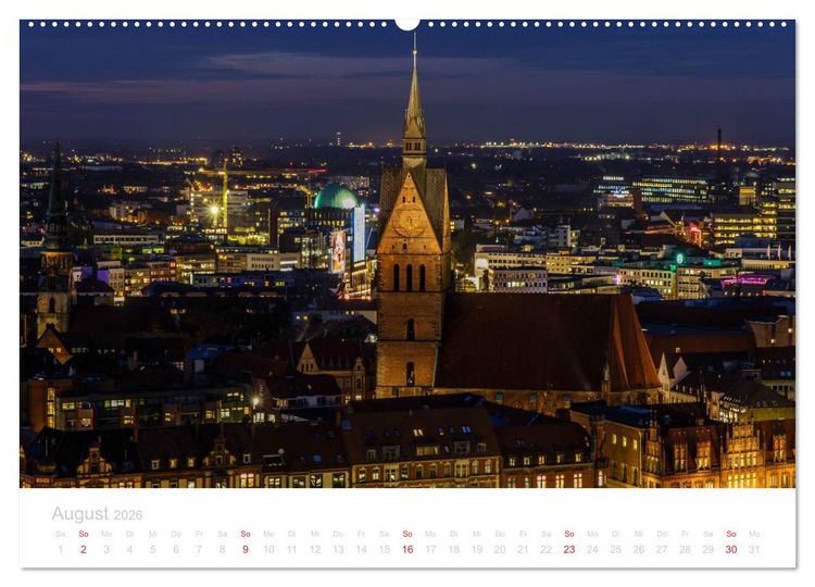 Produktbild: Hannover bei Nacht (Wandkalender 2026 DIN A2 quer), CALVENDO Monatskalender