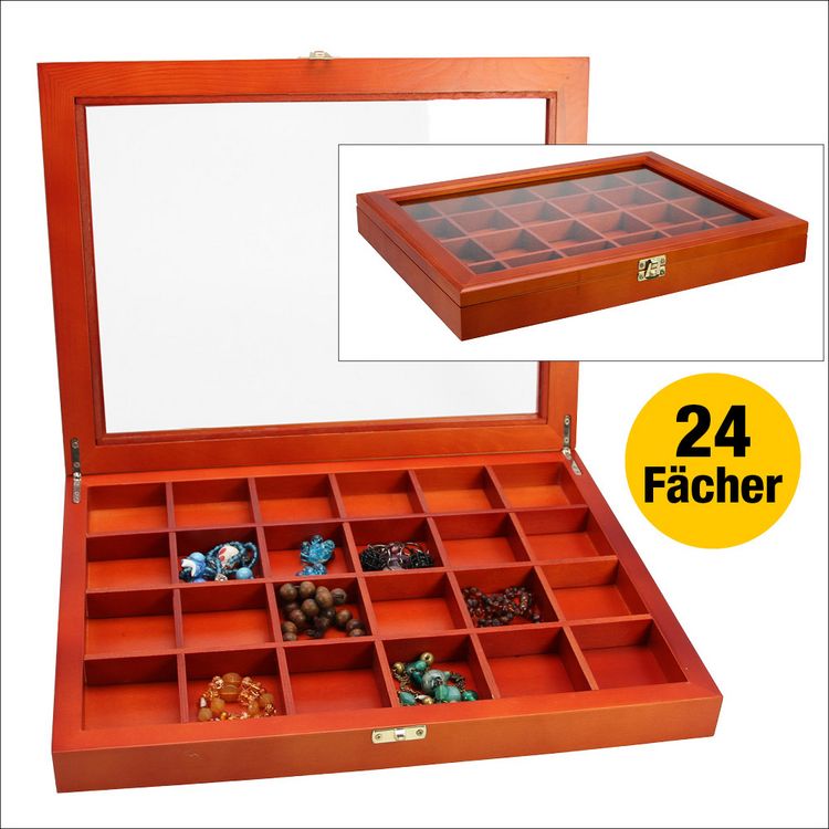 Produktbild: Vitrine aus Holz mit 24 F&auml;chern