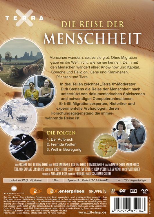 Produktbild: Terra X: Die Reise der Menschheit (Dreiteilige Dokumentation mit Dirk Steffens)