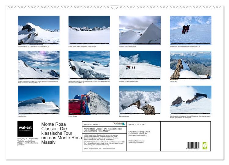 Produktbild: Monte Rosa Classic - Die klassische Tour um das Monte Rosa Massiv (Wandkalender 2026 DIN A2 quer), CALVENDO Monatskalender