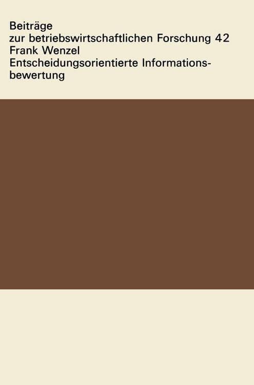 Produktbild: Entscheidungsorientierte Informationsbewertung