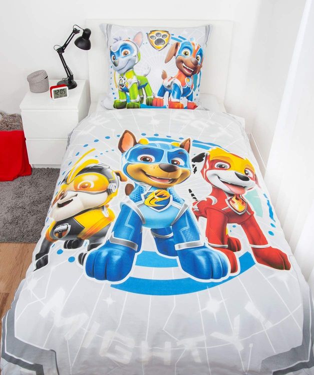 Herding 4432416050 - Young Collection, Paw Patrol, Glow in the dark, Bettwäsche-Set, Cotton, grau, 80 x 80 cm, 135 x 200 cm