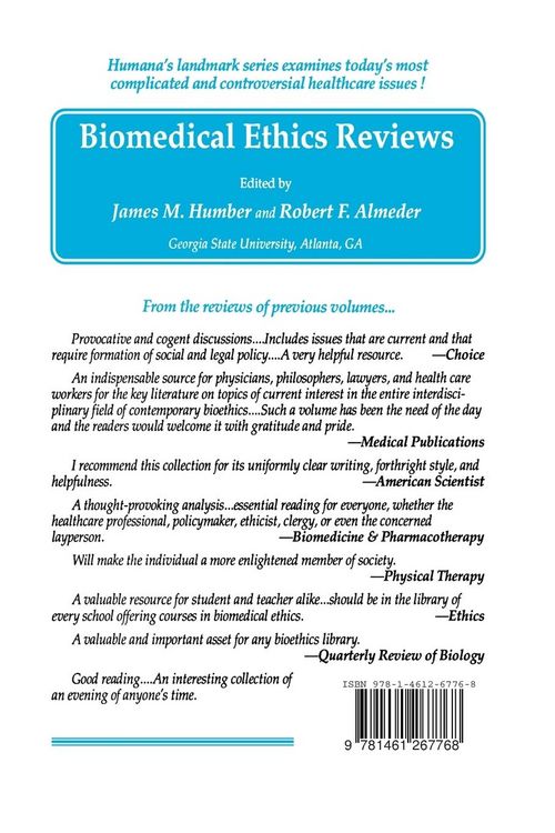 Produktbild: Biomedical Ethics Reviews &middot; 1990