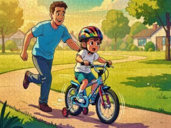 Produktbild: CALVENDO Puzzle Ein Motiv aus dem Kalender Mein erstes Fahrrad - Comic | 1000 Teile Lege-Gr&ouml;&szlig;e 64x48cm Foto-Puzzle f&uuml;r gl&uuml;ckliche Stunden