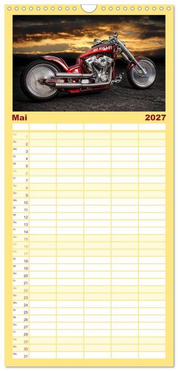 Produktbild: Familienplaner 2027 - Motorrad-Tr&auml;ume &ndash; Chopper und Custombikes mit 5 Spalten (Wandkalender, 21 x 45 cm) CALVENDO