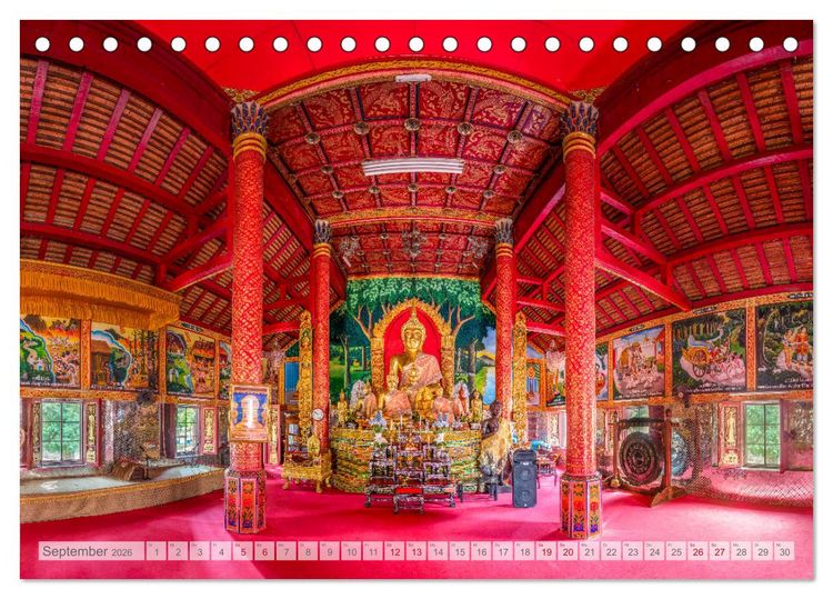 Produktbild: BUDDHA - Buddhistische Tempel in Nordthailand (Tischkalender 2026 DIN A5 quer), CALVENDO Monatskalender
