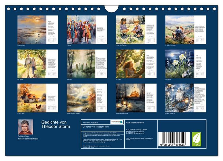 Produktbild: Gedichte von Theodor Storm (Wandkalender 2026 DIN A4 quer), CALVENDO Monatskalender