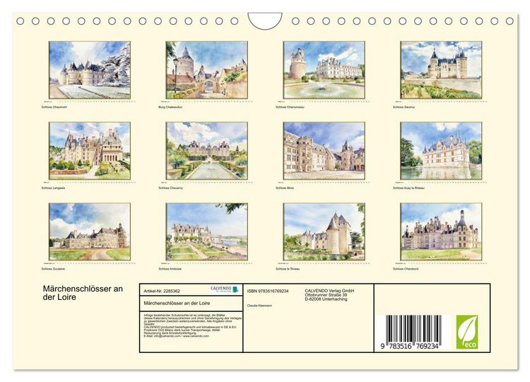 Produktbild: M&auml;rchenschl&ouml;sser an der Loire (Wandkalender 2027 DIN A4 quer), CALVENDO Monatskalender