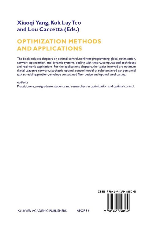 Produktbild: Optimization Methods and Applications