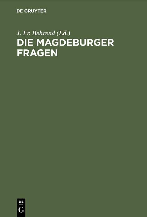 Produktbild: Die Magdeburger Fragen