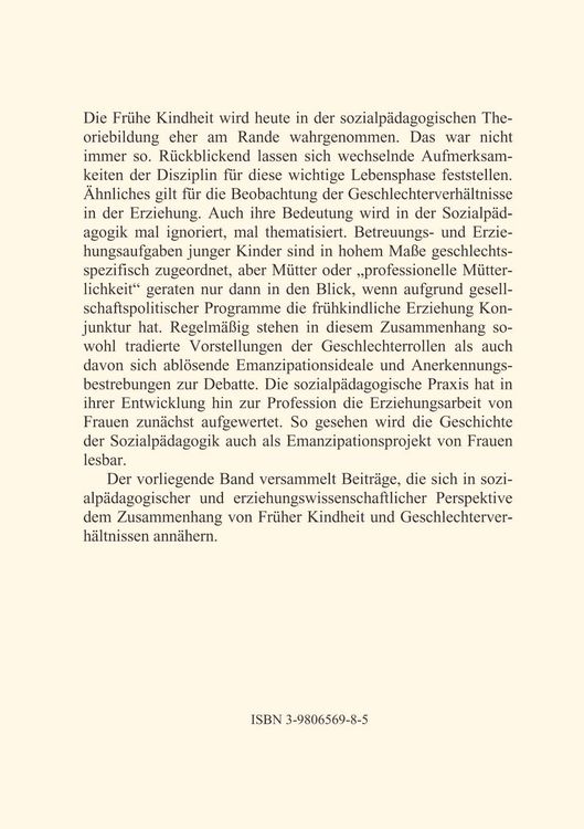 Produktbild: Fr&uuml;he Kindheit und Geschlechterverh&auml;ltnisse
