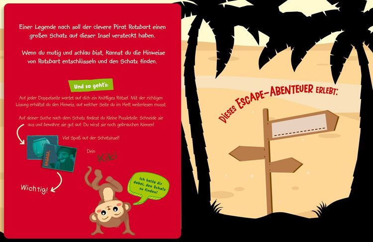 Produktbild: Abenteuer Escape. Ein R&auml;tselheft. Die Schatzinsel - Wer findet den Piratenschatz?