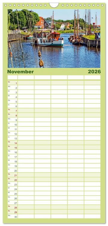 Produktbild: Familienplaner 2026 - Reise an die Nordsee - Carolinensiel mit 5 Spalten (Wandkalender, 21 x 45 cm) CALVENDO