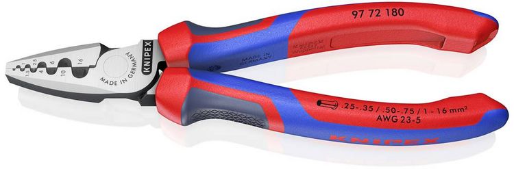 Produktbild: Knipex 97 72 180 Crimpzange Aderendh&uuml;lsen 0.25 bis 16mm&sup2;