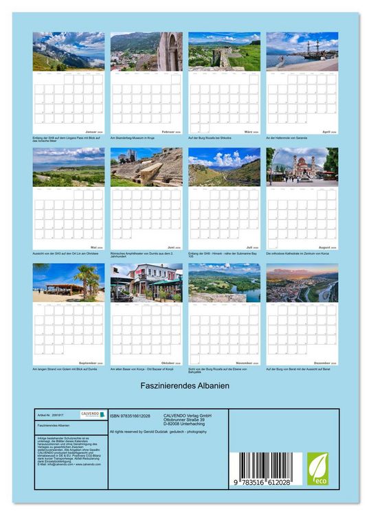 Produktbild: Faszinierendes Albanien (Wandkalender 2026 DIN A4 hoch), CALVENDO Monatskalender