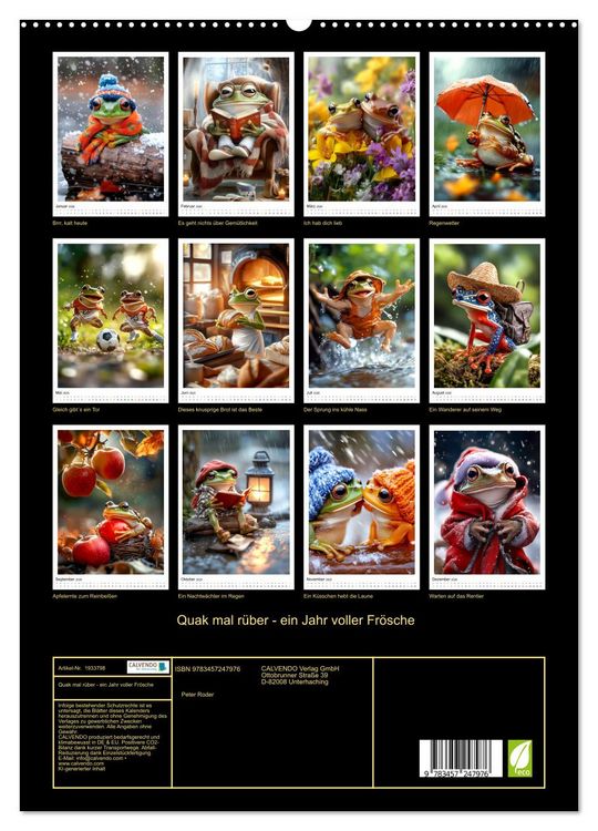 Produktbild: Quak mal r&uuml;ber - ein Jahr voller Fr&ouml;sche (hochwertiger Premium Wandkalender 2026 DIN A2 hoch), Kunstdruck in Hochglanz