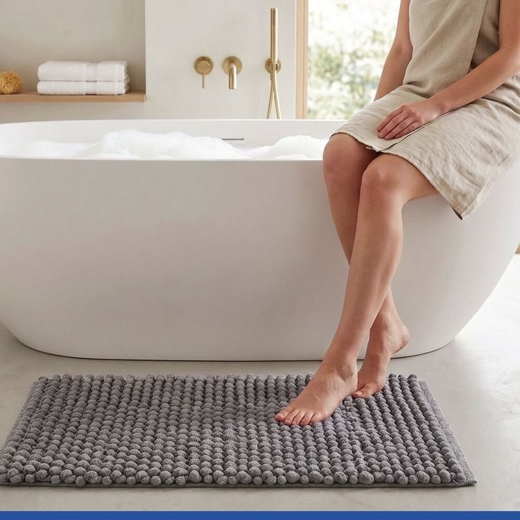Produktbild: Badteppich Mod. Solivo Grau, 50 x 80 cm, rutschfest und waschbar bis 30 &deg;C
