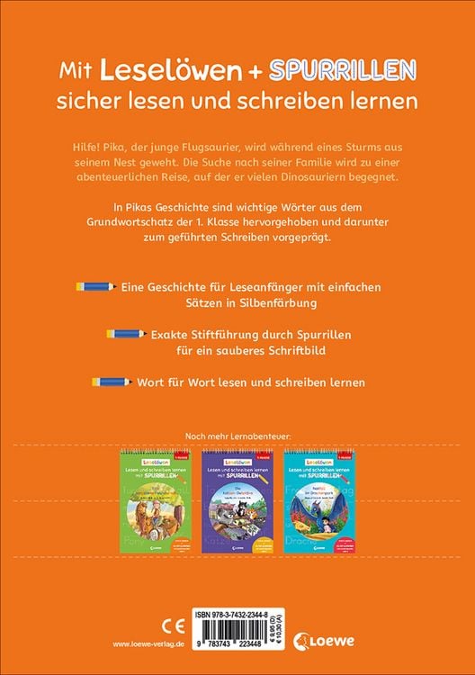 Produktbild: Lesel&ouml;wen - Lesen und schreiben lernen mit Spurrillen - Abenteuer im Land der Dinos
