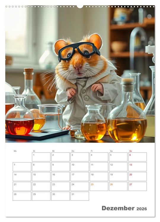 Produktbild: School Hamster - Eifrige KI Hamster pr&auml;sentieren ihre Hamsterschule (hochwertiger Premium Wandkalender 2026 DIN A2 hoch), Kunstdruck in Hochglanz