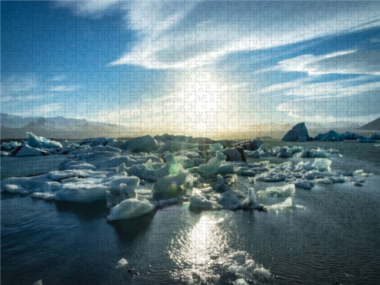 Produktbild: CALVENDO Puzzle J&ouml;kulsarlon im Abendlicht | 1000 Teile Lege-Gr&ouml;&szlig;e 64x48cm Foto-Puzzle f&uuml;r gl&uuml;ckliche Stunden