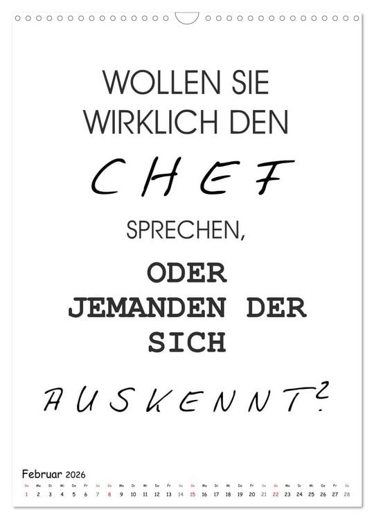 Produktbild: Typo-Kalender f&uuml;r das B&uuml;ro. Gemeine und lustige Spr&uuml;che (Wandkalender 2026 DIN A3 hoch), CALVENDO Monatskalender