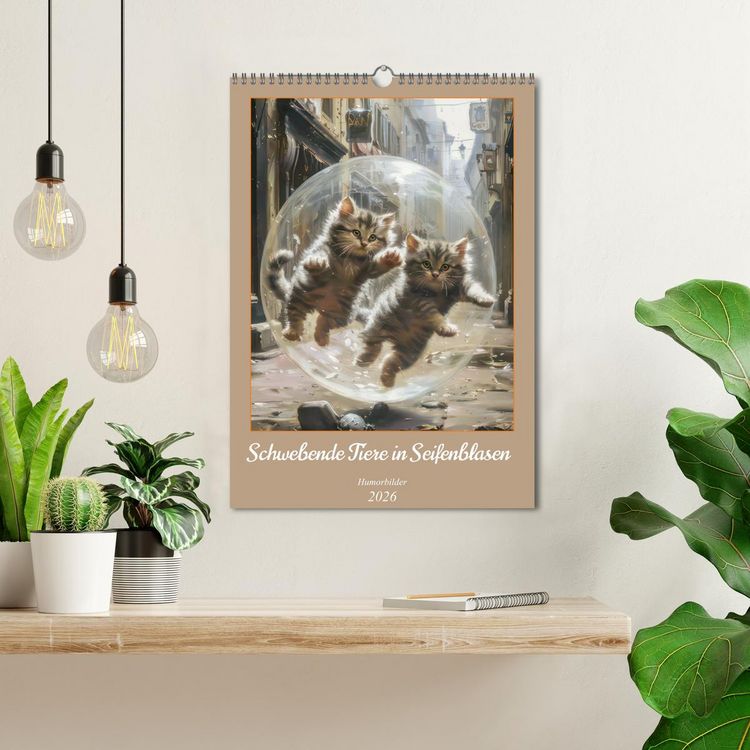 Produktbild: Schwebende Tiere in Seifenblasen - Humorbilder (Wandkalender 2026 DIN A3 hoch), CALVENDO Monatskalender