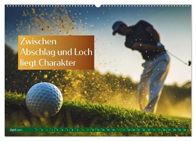 Produktbild: Golf - zwischen Gr&uuml;n und Gedanken (hochwertiger Premium Wandkalender 2027 DIN A2 quer), Kunstdruck in Hochglanz