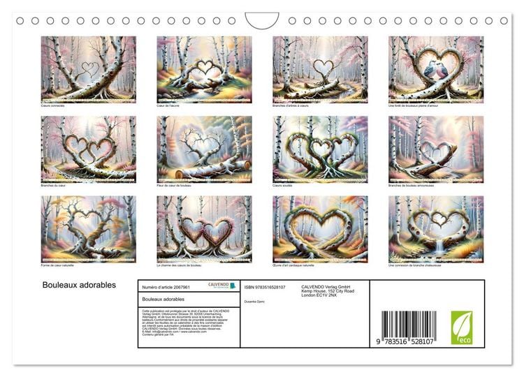 Produktbild: Bouleaux adorables (Calendrier mural 2026 DIN A4 vertical), CALVENDO calendrier mensuel