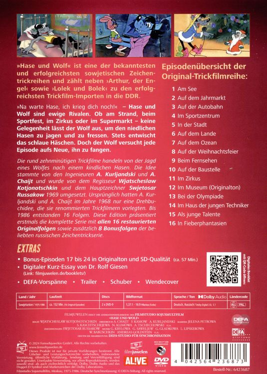 Produktbild: Hase und Wolf - Alle 16 Original-Episoden - plus 8 Bonus-Episoden (Nu Pagadi! / Na warte!) (DEFA Filmjuwelen) (2 DVDs)
