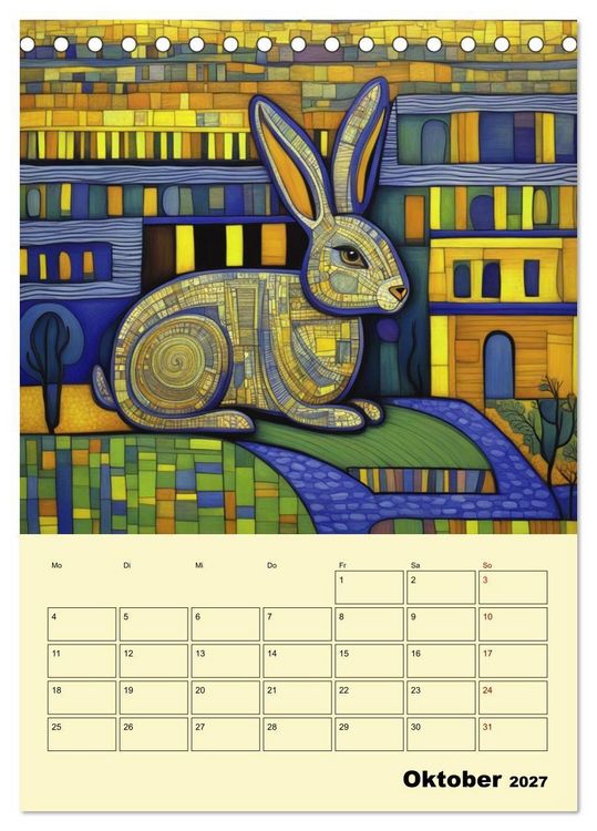 Produktbild: Farbenfrohe Tiermalerei (Tischkalender 2027 DIN A5 hoch), CALVENDO Monatskalender