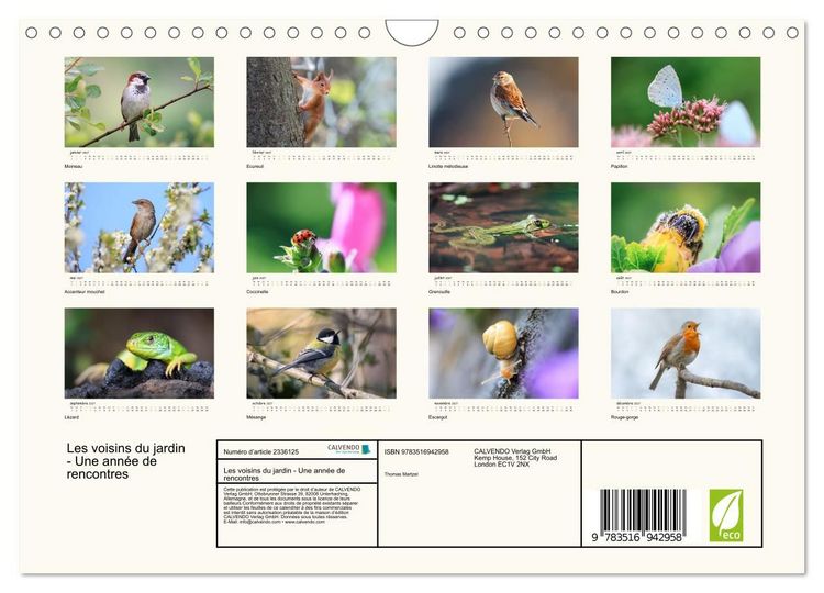 Produktbild: Les voisins du jardin - Une ann&eacute;e de rencontres (Calendrier mural 2027 DIN A4 vertical), CALVENDO calendrier mensuel