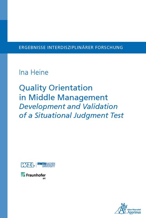 Produktbild: Quality Orientation in Middle Management Development and Validation of a Situational Judgment Test