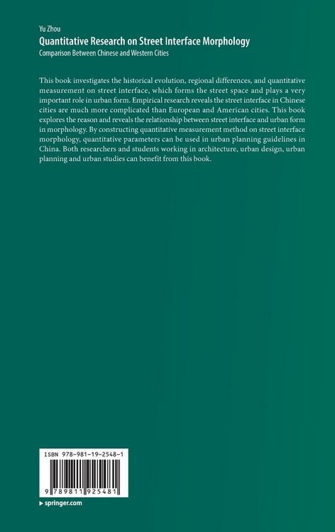 Produktbild: Quantitative Research on Street Interface Morphology