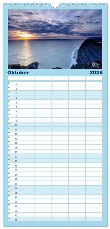 Produktbild: Familienplaner 2026 - Island - faszinierende Landschaften im S&uuml;den mit 5 Spalten (Wandkalender, 21 x 45 cm) CALVENDO