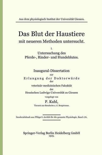 Produktbild: Das Blut der Haustiere mit neueren Methoden untersucht