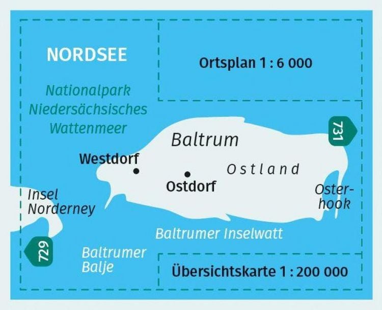 Produktbild: KOMPASS Wanderkarte 730 Baltrum im Nationalpark Nieders&auml;chsisches Wattenmeer 1:10000 1:10.000