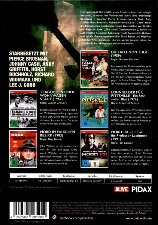 Produktbild: Kleinstadtmorde - 5 Krimis aus der amerikanischen Provinz / F&uuml;nf spannende Kriminalf&auml;lle mit erstklassiger Besetzung [5 DVDs]