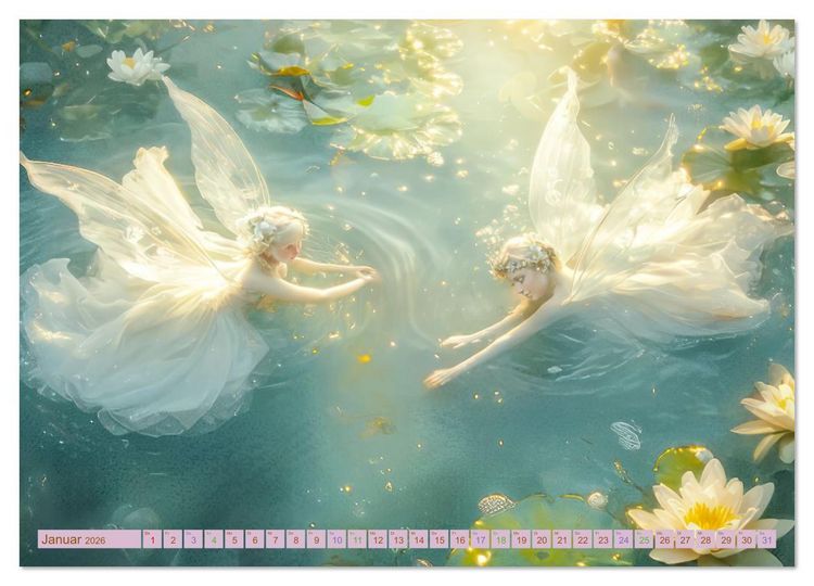 Produktbild: Zarte idyllische Werke - Fantasievolle Kreationen (hochwertiger Premium Wandkalender 2026 DIN A2 quer), Kunstdruck in Hochglanz